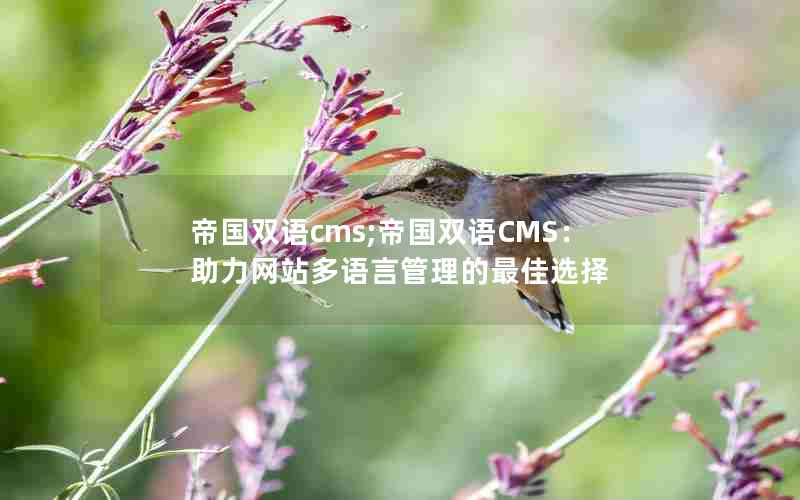 帝国双语cms;帝国双语CMS：助力网站多语言管理的最佳选择