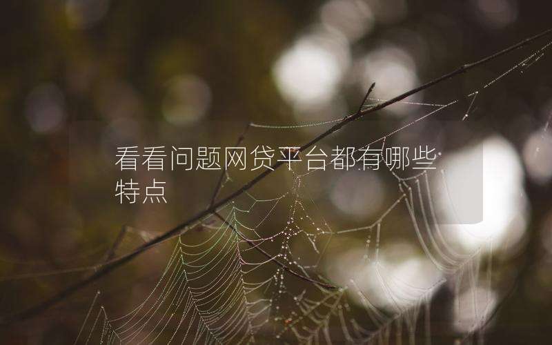 看看问题网贷平台都有哪些特点